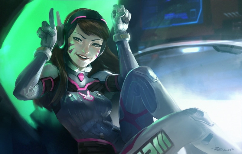 lifestyles, 720P, headphones, three quarter length, adult, transportation, Overwatch, va, bodysuit, long hair, car, young women, d, hairstyle, D.Va (Overwatch)