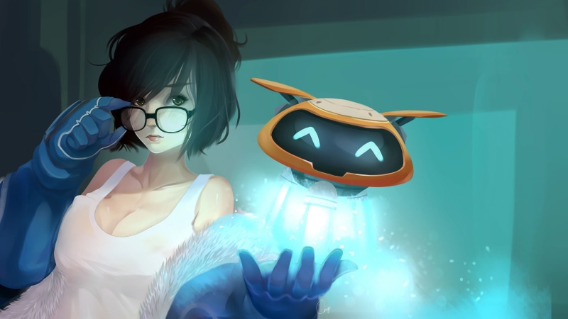 education, turquoise colored, blue, young women, lifestyles, science, people, women, young Adult, Mei (Overwatch), holding, real people, fantasy, hairstyle