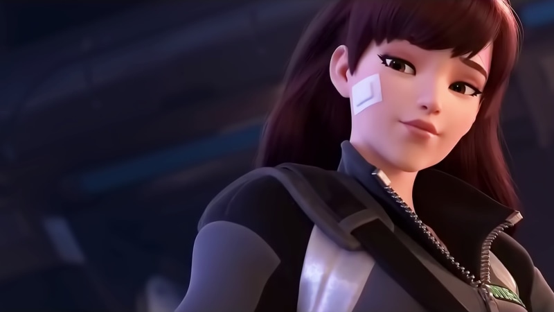 illustration, focus on foreground, women, bangs, beauty, front view, adult, girl, 4Gamers, Overwatch, 1080P, close-up, black, one person, real people