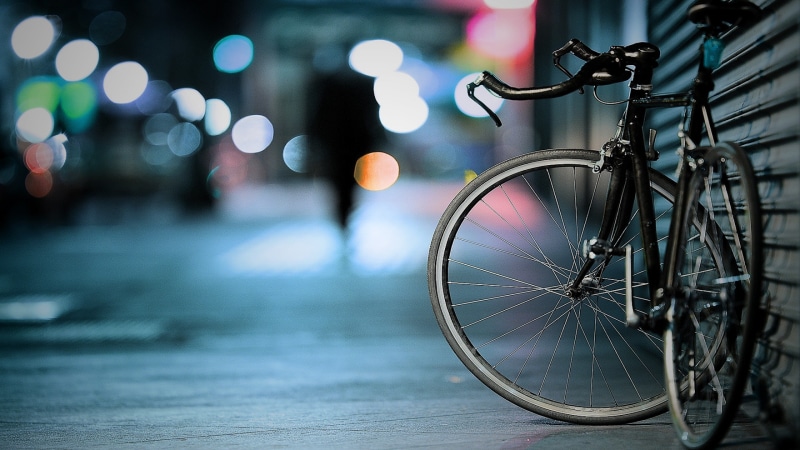 city, bokeh, night, shutters, bicycle, urban, street, vehicle, 2K, depth of field