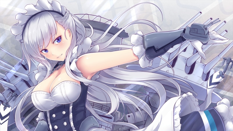 Azur Lane, Long Hair, Anime, 1080P, White Hair, Belfast (Azur Lane), Maid, Purple Eyes