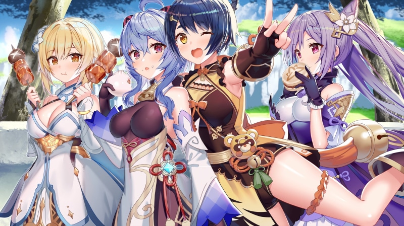 2K, anime girls, Ganyu (Genshin Impact), Genshin Impact, keqing (genshin impact)