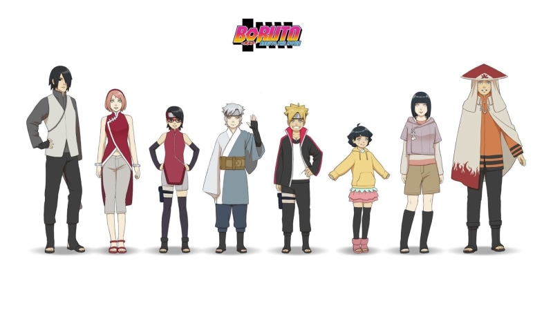 men, Boruto: Naruto the Movie, Sasuke Uchiha, adult, male likeness, boruto, Sakura Haruno, front view, people, standing, females, 1080P, Anime, Hinata Hyūga