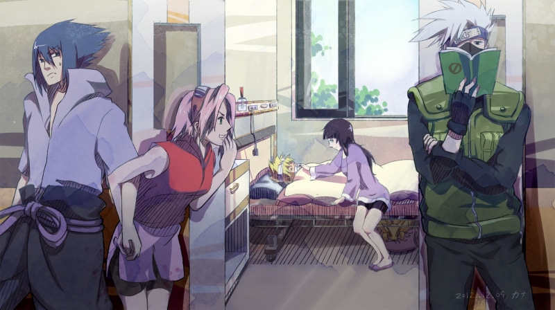 representation, vector, women, urban Scene, window, human representation, characters, naruto, three quarter length, Haruno Sakura, day, Uchiha Sasuke