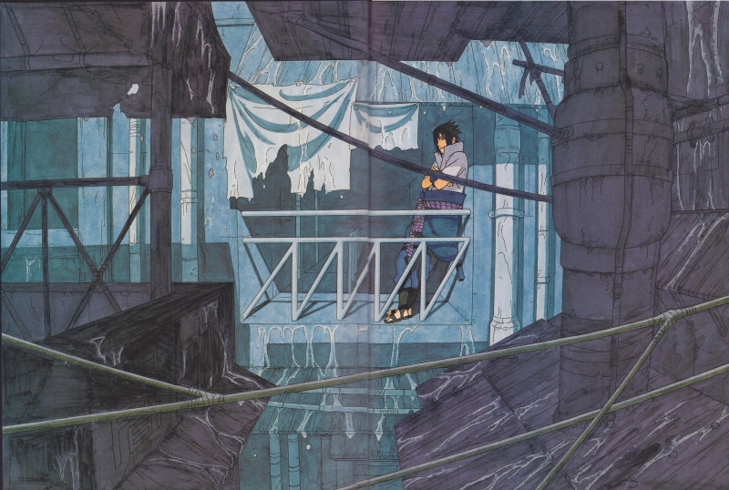 white, building exterior, Uchiha Sasuke, standing, communication, outdoors, women, occupation, wooden, young adult, Masashi Kishimoto, leisure activity