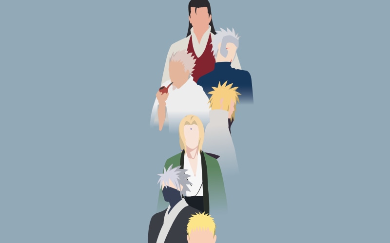 Naruto Uzumaki, Tsunade (Naruto), Tobirama Senju, Minato Namikaze, Kakashi Hatake, Anime, 4K, Hashirama Senju, Hiruzen Sarutobi, Naruto