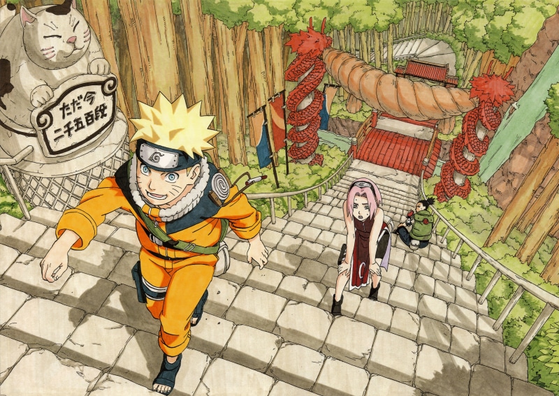 Naruto Shippuuden, people, 4K, mural, outdoors, real people, sakura, Masashi Kishimoto, footpath, illustration, artwork, child, childhood, representation