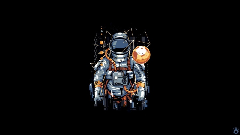 Moon, Art, Illustration, Cosmonaut, Spaceman, Background, Angga Tantama, Astronaut, Minimalism, Vector, 1080P