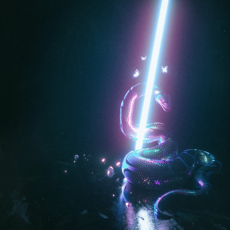 snake, neon, 1080P, digital, beeple