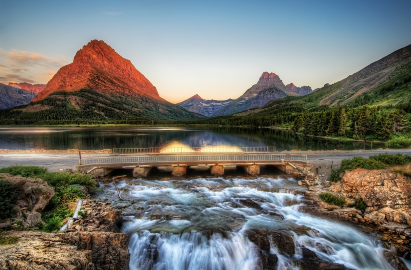 high, Montana, pink, stream, north  northwest, bridge, customs, america, ratcliff, dynamic, frigid, water, Edge, glow, natural, imaging, usa, scenics, Sunrise  mountain