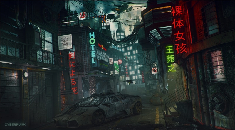 street, japan, futuristic, illustration, cyberpunk, city, 1080P