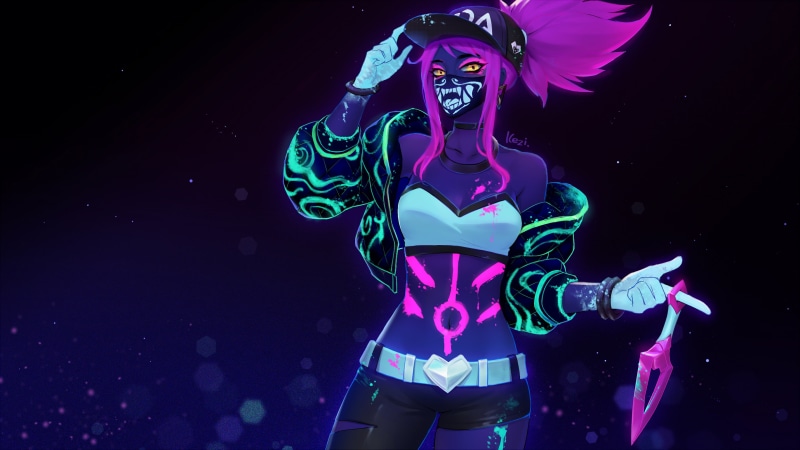 neon akali, 4K, League of Legends, kda, video games