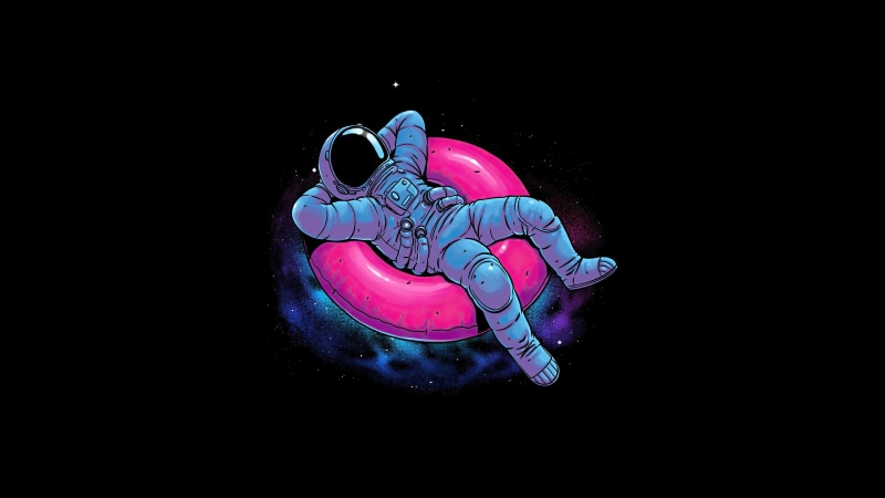 space, black background, floater, astronaut, 4K, relaxing