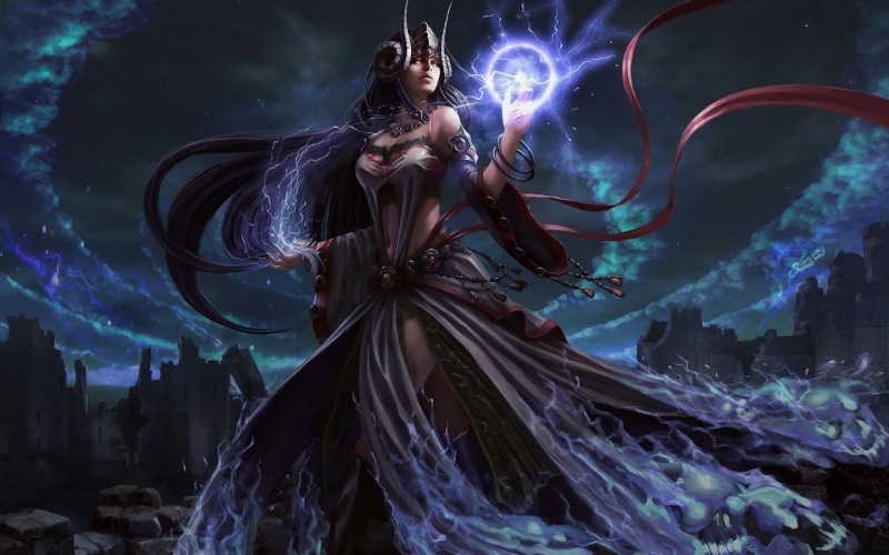 mage, 2K, female, Girls, occult, fantasy, woman, Dark, Magic, girl, wizard, witch, sorcerer, artwork, women, art