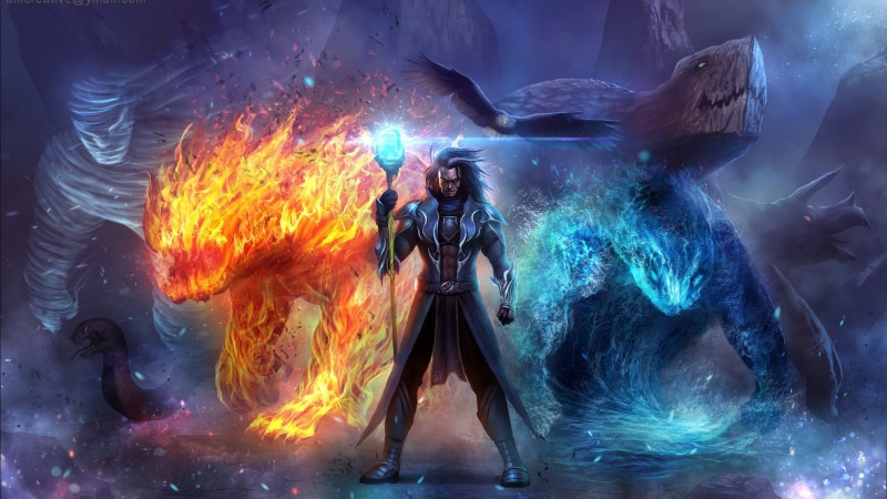 sorcerer, mage, magician, fantasy, wizard, Magic, artwork, art, 2K