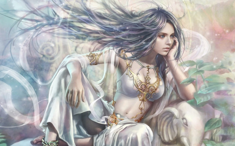 cg, women, 1080P, ichen, Blue Eyes, girls, lin, hd, cgi, white, blend, d, art, anime, abstract, golden, x, eyes, blue, artwork