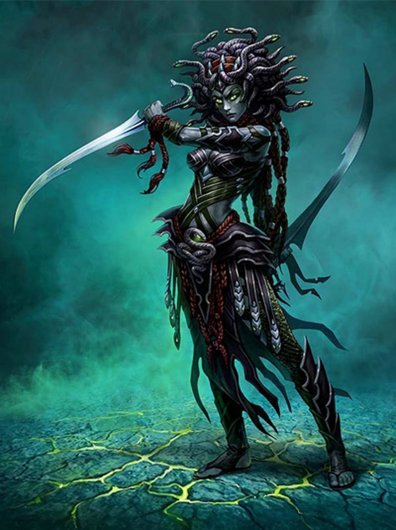 d, x, art, weapons, hd, artwork, cg, 2K, abstract, blades, cgi, Medusa