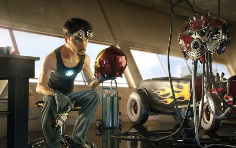 Iron Man, abstract, tony, comics, cgi, iron, 1080P, marvel, art, man, cars, d, stark, artwork, hd, cg, glasses, x