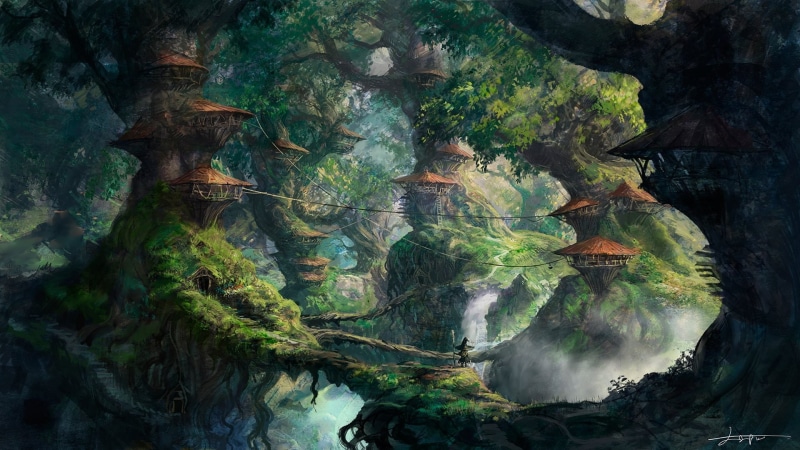 forest, fantasy art, digital, art, 1080P, fantasy, wizard, digital art