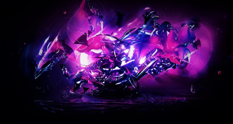 Bright, 3d, blue, abstract, glass, 720P, black, Pink, Purple, Dark, Shards