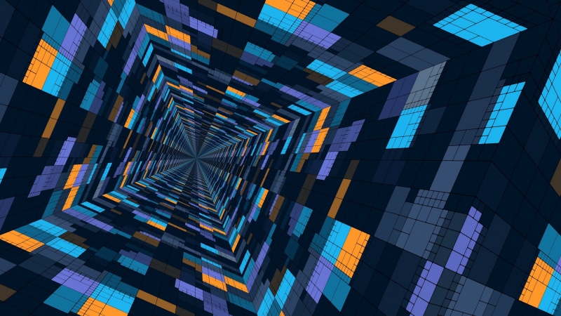 abstraction, digital art, pattern, tunnel, design, geometric, 4K, graphics, square, perspective, graphic design, tunel, abstract art, 3d, structure