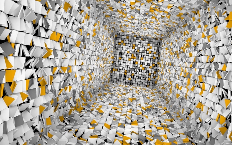 white, yellow, optical, stack, paper, illusion, arrangement, connection, technology, digital art, large group of objects, close-up, 720P, architecture