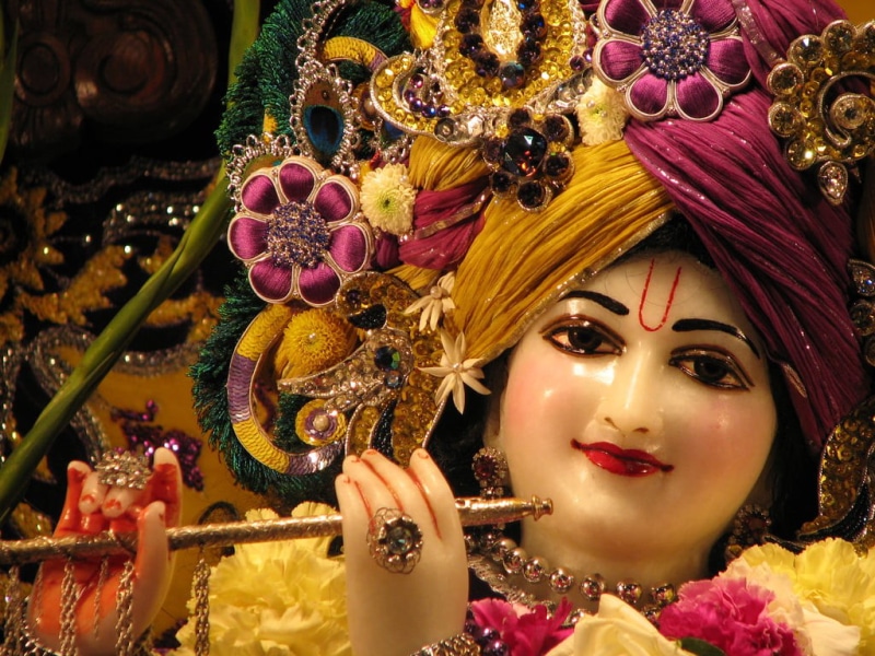 religion, portrait, statue, human representation, Lord Krishna, make-up, 480P, belief, decoration, women, flower, God, traditional clothing, krishna, beautiful woman