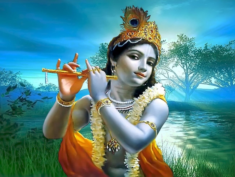 beautiful woman, gold colored, beauty in nature, young women, Lord Krishna, outdoors, beauty, nature, flute, krishna, plant, adult, water, lovely, belief