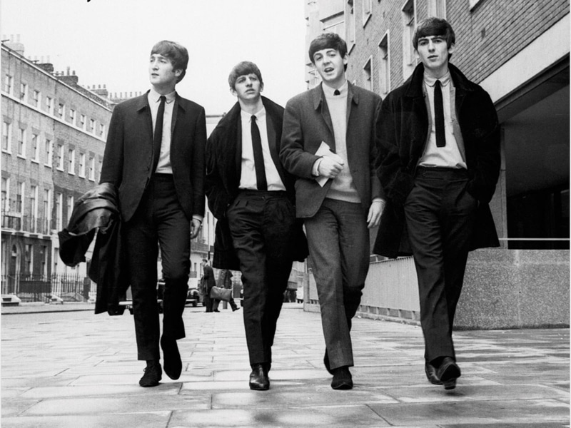 musician, young adult, business, coworker, adult, young men, real people, monochrome, looking at camera, business person, beatles, The Beatles, group of people