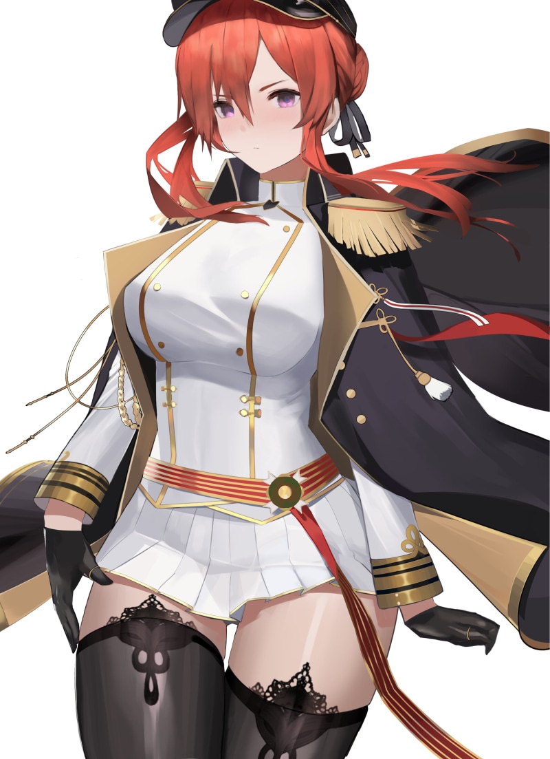 Azur Lane, redhead, Monarch (Azur Lane), 2K, black thigh-highs, anime girls