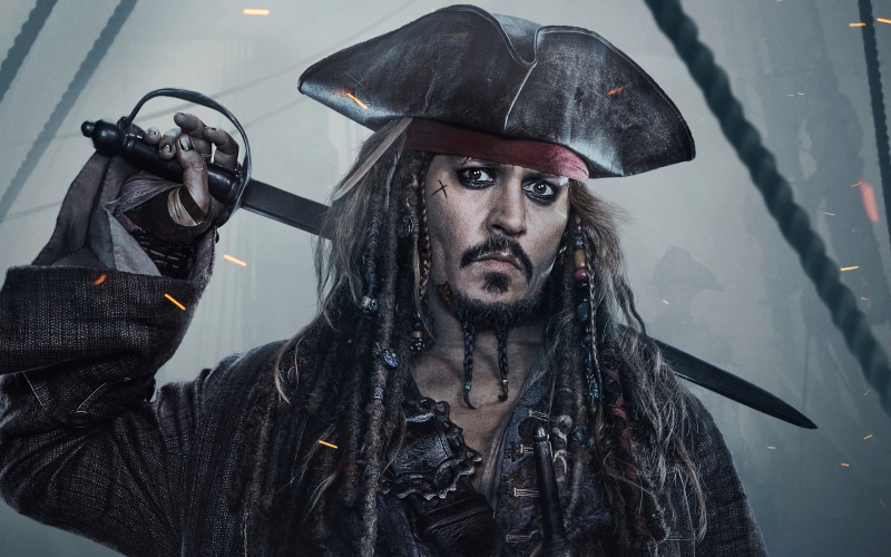 mature men, facial hair, leisure activity, looking at camera, clothing, hairstyle, johnny depp, portrait, pirates of caribbean: dead men tell no tales
