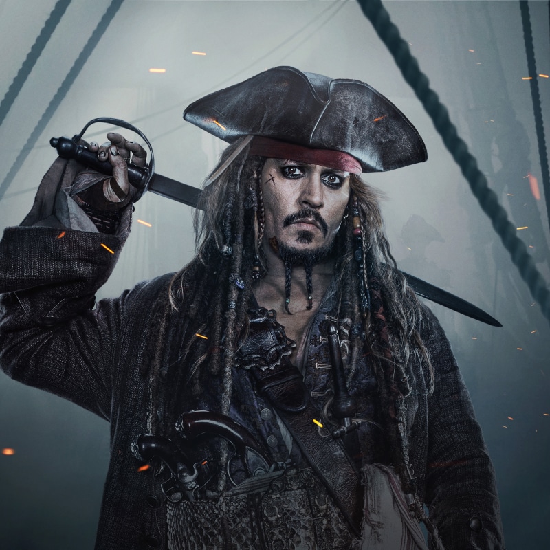 ropes, facial hair, fashion, one person, leather jacket, Pirates of the Caribbean, looking at camera, beard, clothing, real people, guns, Dead men tell no tales
