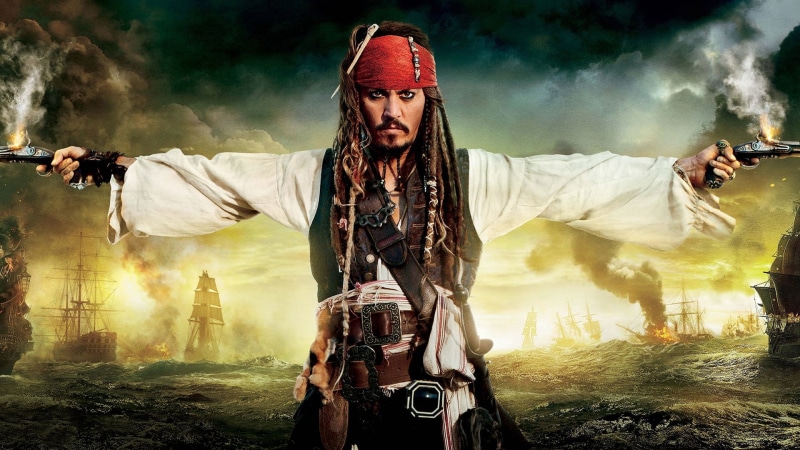 pirates, facial hair, nature, weapon, men, captain, sparrow, front view, Jack Sparrow, Johnny Depp, smoke - physical structure, aggression, one person