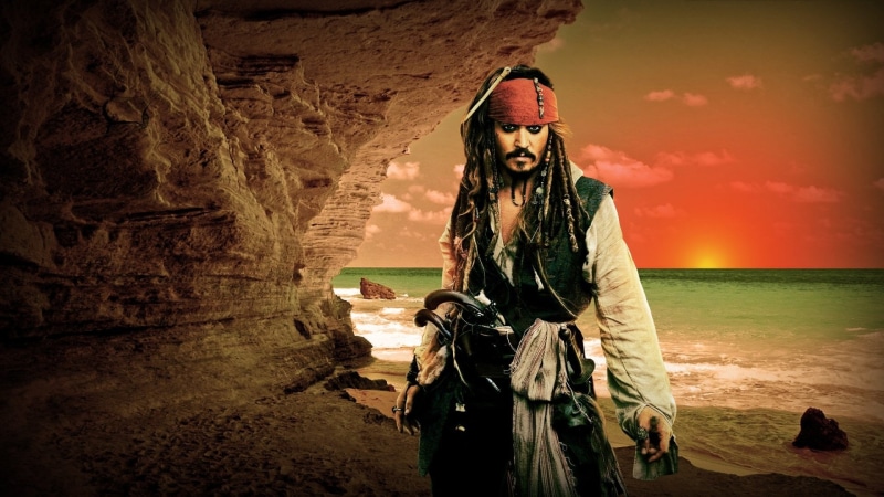 males, nature, depp, sunset, outdoors, 1080P, caribbean, leisure activity, beach, judgment Day - Apocalypse, sky, Jack Sparrow, sea, three quarter length