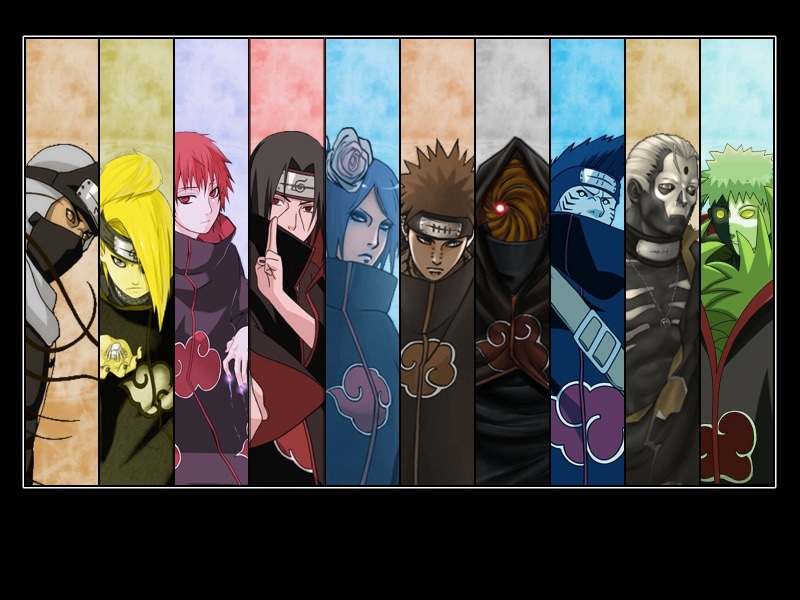 Anime, member, men, vector, backgrounds, Naruto, Itachi Uchiha, Sasori (Naruto), people, illustration, Hidan (Naruto), 720P, businessman, Deidara (Naruto)