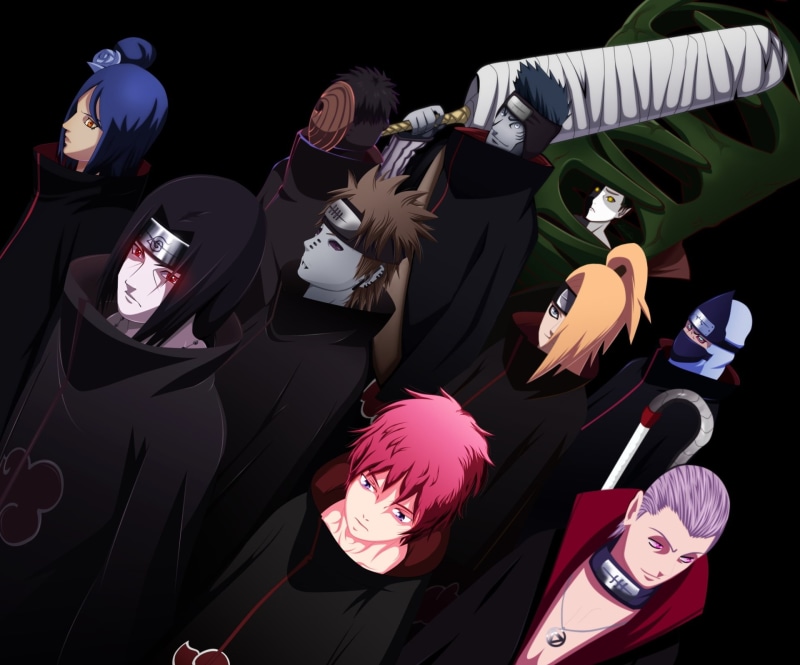 White Zetsu, Obito Uchiha, Pain (Naruto), Yahiko (Naruto), Hidan (Naruto), Black Zetsu, Akatsuki (Naruto), Deidara (Naruto), Itachi Uchiha, 1080P, Anime