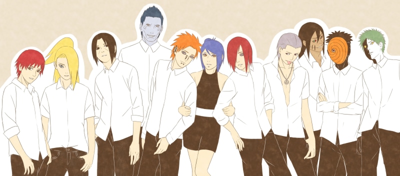 doctor, art and craft, medium group of people, multi colored, Pain, clothing, panoramic, arts culture and entertainment, males, Deidara, naruto, art, day