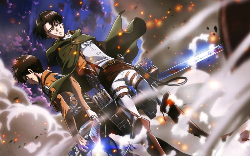 women, night, titans, occupation, enjoyment, Eren Jeager, 2K, lifestyles, attack, outdoors, anime, illuminated, people, togetherness, anime boys, Shingeki no Kyojin