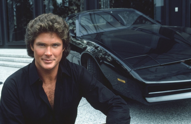 720P, Pontiac, portrait, Michael Knight, legend, men, car, s, hairstyle, black, lifestyles, Knight Rider, sitting, smiling, tv series, outdoors, one person