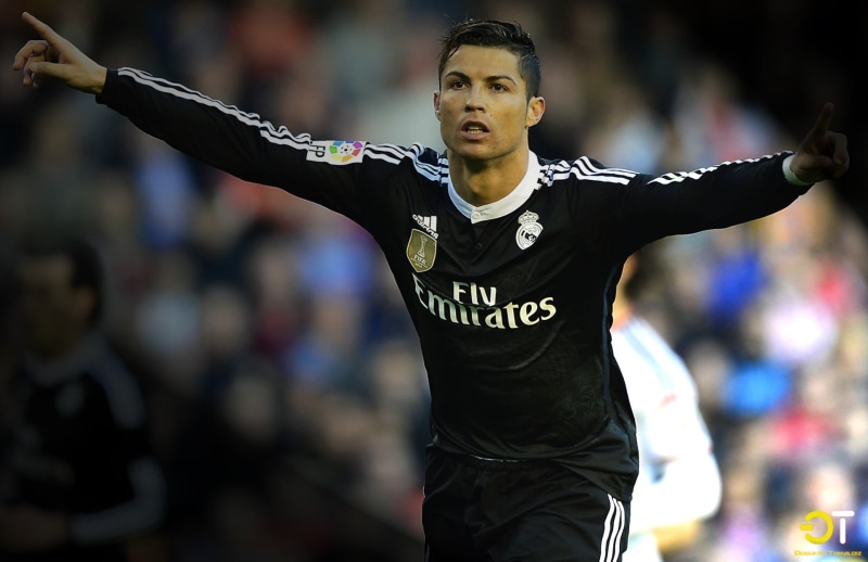looking at camera, Real Madrid, limb, sport, clothing, Cristiano Ronaldo, one person, cristiano, human arm, incidental people, waist up, focus on foreground