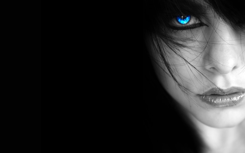 indoors, portrait, human body part, selective coloring, adult, emotion, one person, eyes, simple background, face, headshot, digital art, body part, monochrome