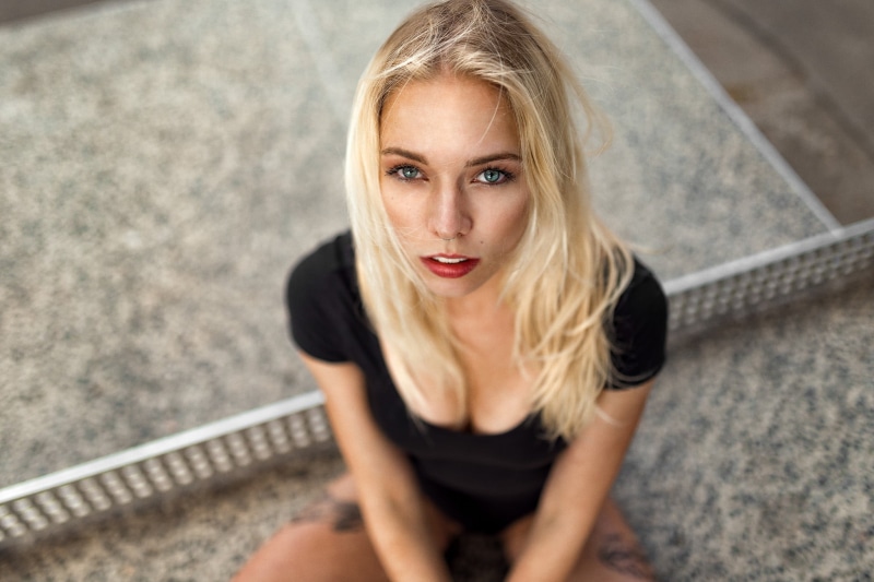 front view, blue eyes, face, nose rings, young adult, Miro Hofmann, young women, portrait, beautiful woman, beautiful people, top view, s, neck, scoop