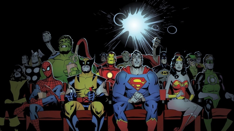 Wolverine, sky, Batman, night, Iron Man, celebration, Wonder Woman, representation, human representation, large group of objects, Comics, red, creativity