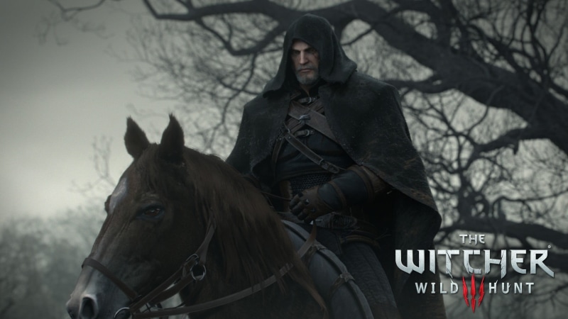 Geralt of Rivia, tree, outdoors, animal themes, The Witcher 3: Wild Hunt, animal, one person, pets, horseback riding, 1080P, vertebrate, domestic animals