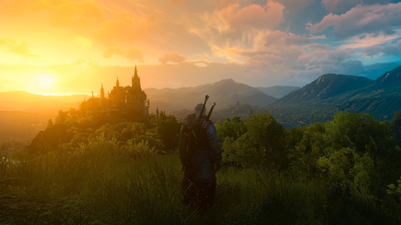 human representation, plant, mountain, travel destinations, The Witcher 3: Wild Hunt, Geralt of Rivia, sculpture, video games, The Witcher, witcher