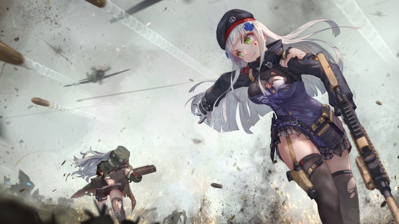 science fiction, video games, white hair, bullet, tears, hair ornament, 1080P, uniform, environment, anime, Jay Xu, green eyes, fan art, ripped clothes