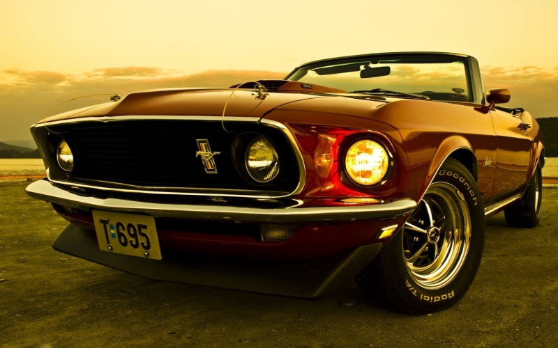 mustang, 1080P, old-fashioned, convertible, red cars, red, chrome, mode of Transport, vintage Car, Ford Mustang, speed, classic, nature, vehicle, Ford