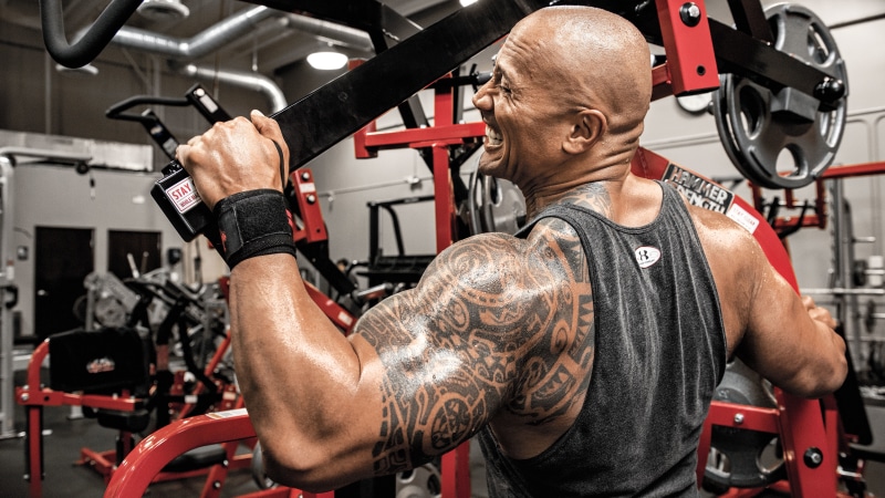 lifestyles, weight, gray, human body part, tank, indoors, sports training, weight training, strength, effort, Dwayne Johnson, health club, muscular build