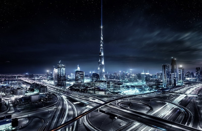 skyscraper, landscape, arab, night, emirates, 480P, dubai, united, united arab emirates, city, cityscape, lights