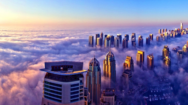 tower block, 4K, city, skyline, dubai observation deck, atmosphere, daytime, asia, skyscraper, metropolis, sky, metropolitan area, cityscape, dubai, united arab emirates